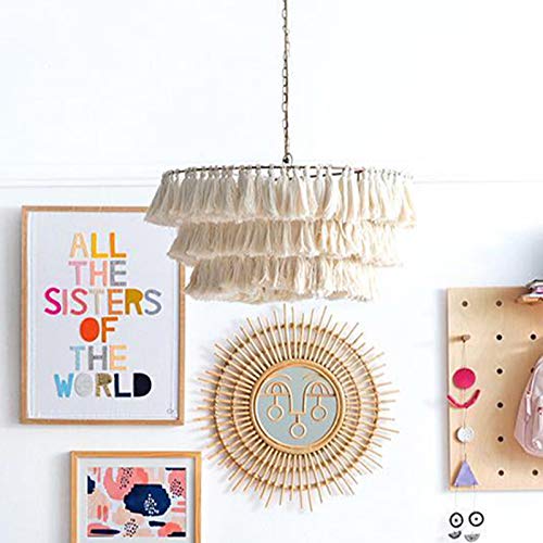 LITFAD 3-Tier Beige Handwoven Rope Chandelier - Modern Bohemian Ceiling Pendant Light for Girls Room, Living Room, Dining Room & Bedroom | Perfect for Boho Home Decor, Nursery Lighting & Cozy Ambiance