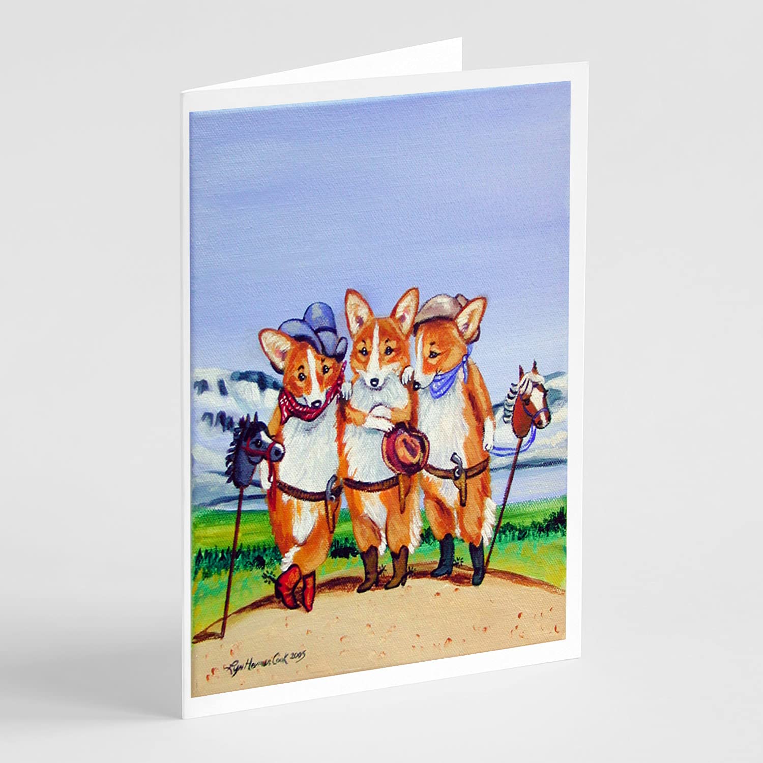 Cowboy Corgi Greeting Cards - Pack of 8 Blank A7 Note Cards with Envelopes (5x7 Inches) | Whimsical Western Theme for Birthday, Thank You & Holiday Cards | Perfect for Dog Lovers & Cowboy Fans