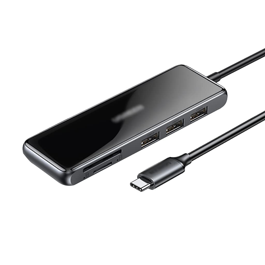6-in-1 USB C Hub Adapter with 4K HDMI, 3 USB 3.0 Ports, SD/TF Card Reader - Type C Dock for MacBook, iPad, Laptop - Perfect for Work, Travel & Home Office
