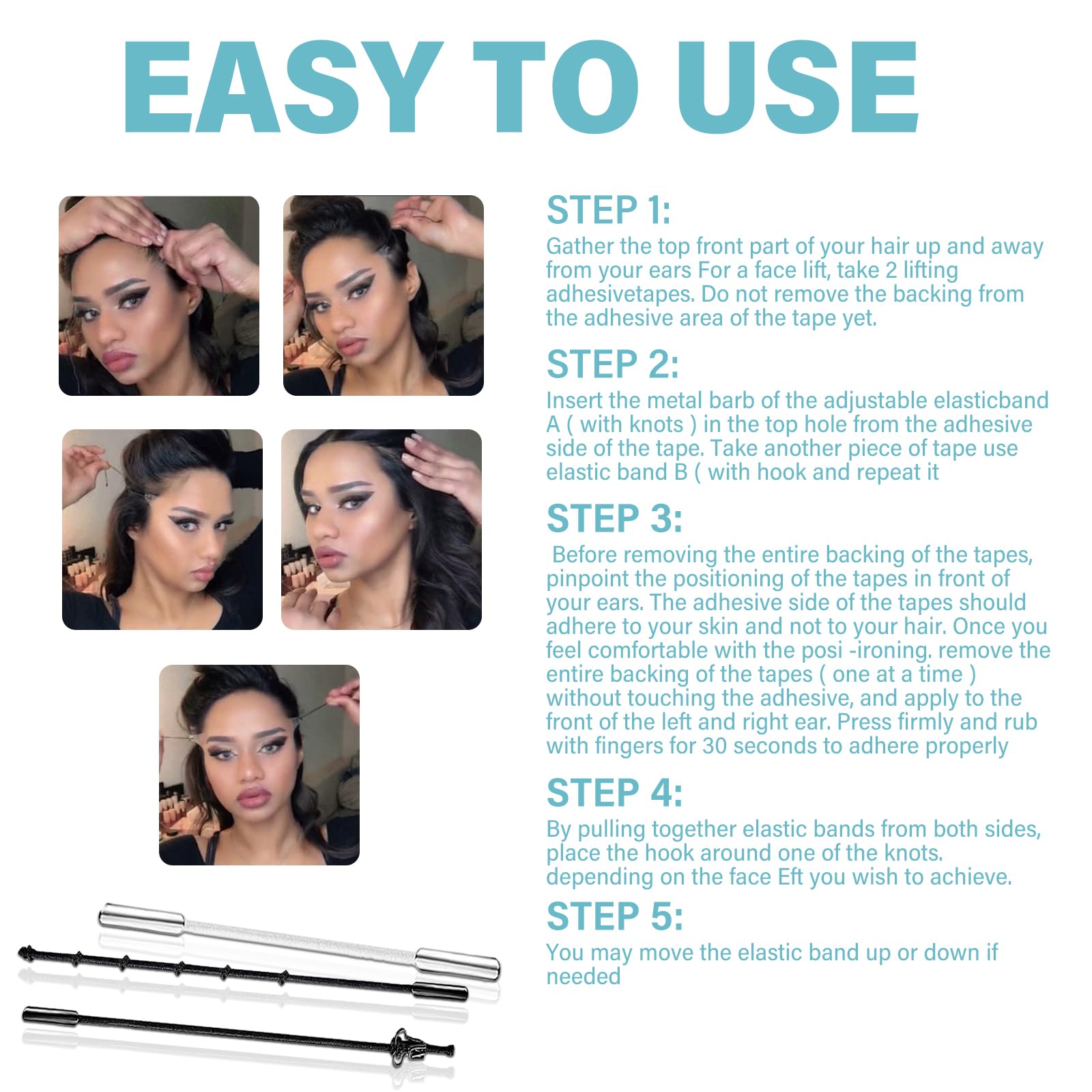 Face Lift Tape 90pcs - Anti-Wrinkle & Skin Tightening for Face, Neck, Eyes - Perfect for Makeup & Special Events
