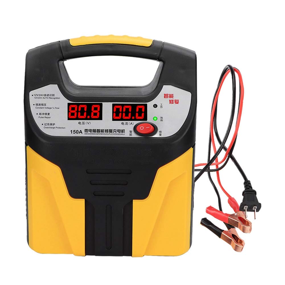 12V/24V 360W Smart Battery Charger for Car & Motorcycle - Universal Intelligent Pulse Repair LCD Display with US Plug | Perfect for Automotive Maintenance, RV, Boat & Power Equipment