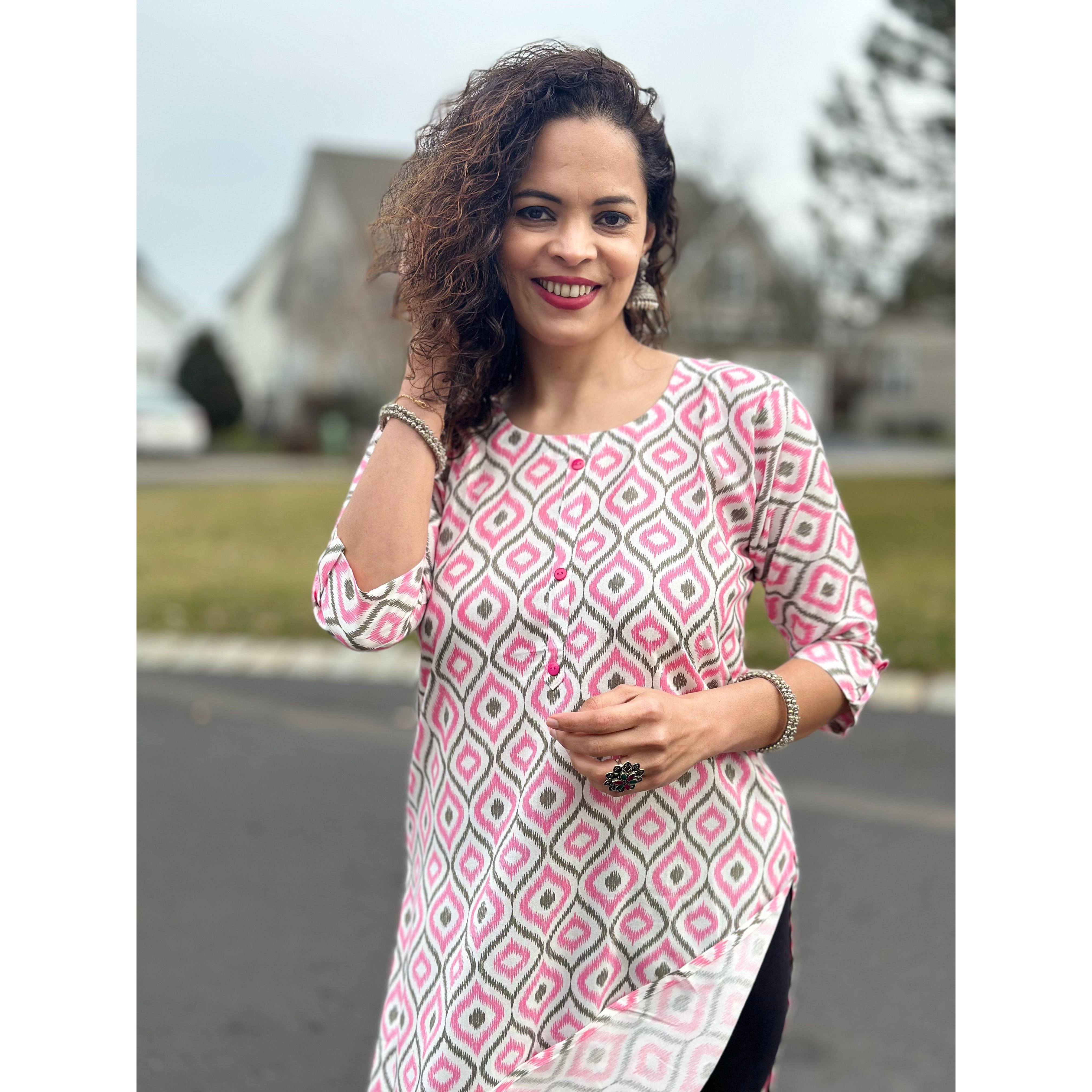 Stylish Pink and Grey Kurti from Khushboo Collection - Perfect for Casual Wear, Parties & Festive Occasions
