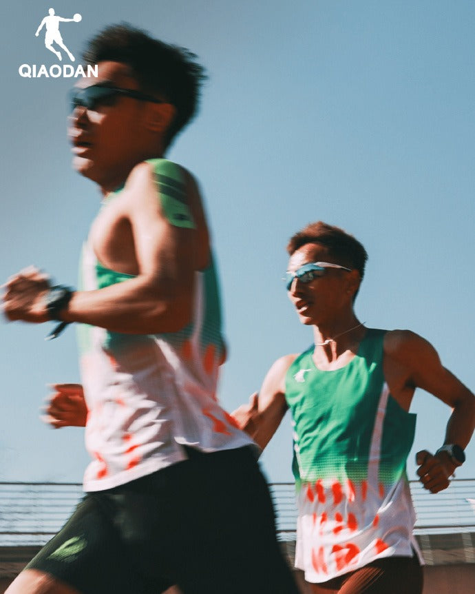 Qiaodan Men's Running Vest - Lightweight Breathable Green Workout Top for Jogging, Gym & Outdoor Sports