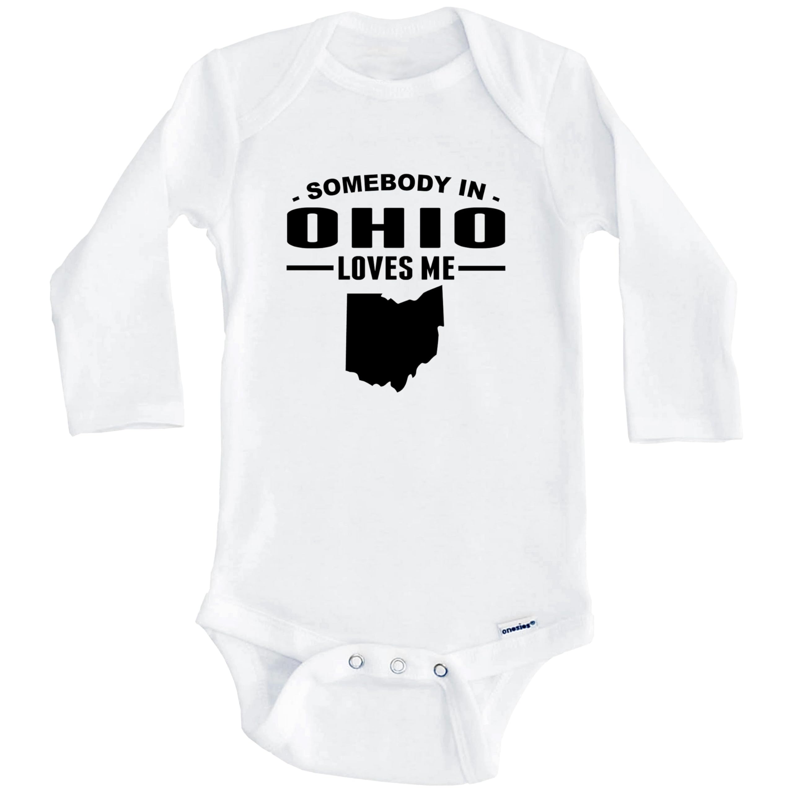 Somebody in Ohio Loves Me Baby Bodysuit - Soft Long Sleeve Onesie for Infants - Perfect for Family Photos, Holidays & Ohio-Themed Gifts