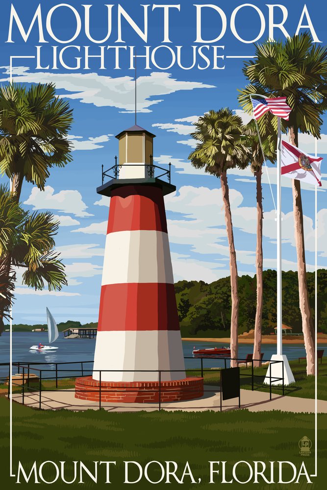 16x24 Gallery Quality Metal Art - Mount Dora Florida Lighthouse Wall Decor, Aluminum Print for Home & Office, Perfect for Coastal, Nautical & Beach House Decor