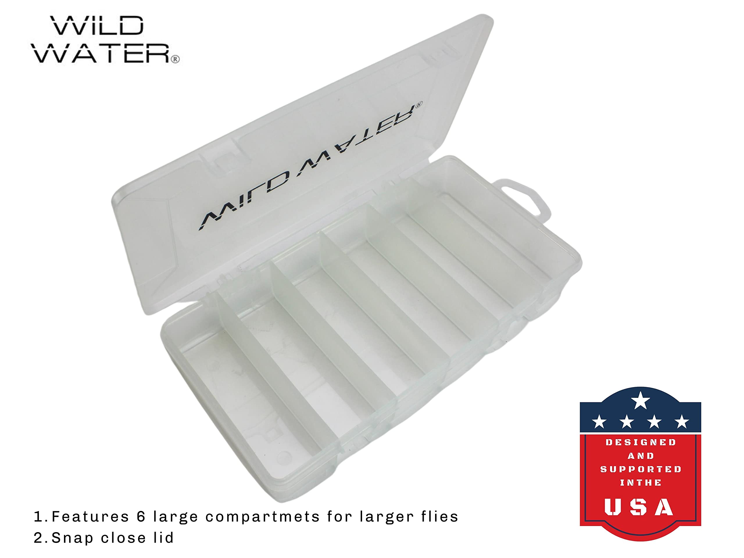Wild Water EP Top Water Baitfish Fly Fishing Lure Assortment - 12 Saltwater & Freshwater Flies with 6-Section Fly Box - Perfect for Trout, Bass, and Pike Fishing in Rivers and Lakes