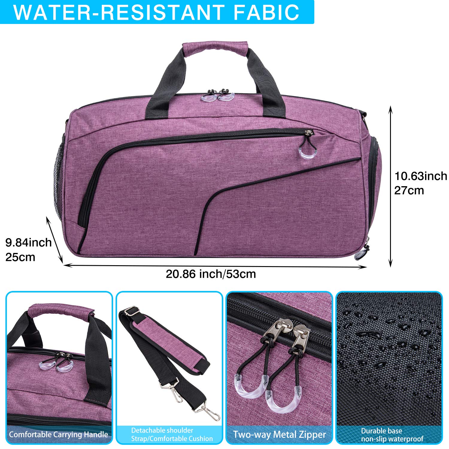 Kuston Sports Gym Bag with Shoes Compartment & Wet Pocket - Durable Gym Duffel Bag for Men & Women - Perfect for Workout, Travel & Overnight Trips