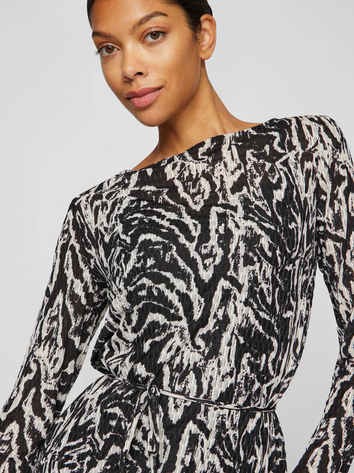 Nala Boat Neck Midi Dress - Elegant Black Beauty & Nala Birch Print Flowy Summer Dress for Women | Perfect for Beach Vacations, Date Nights & Casual Outings
