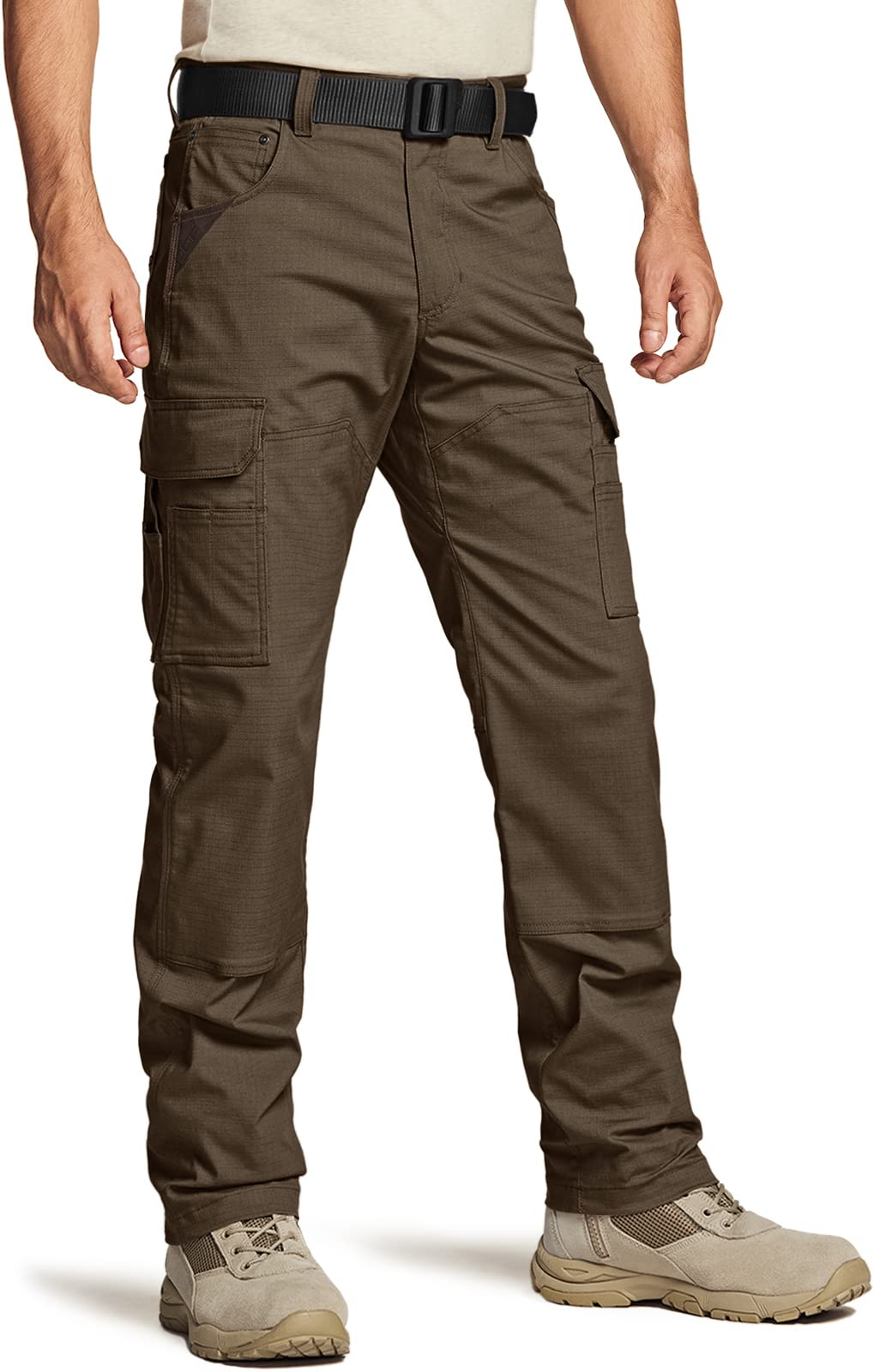 CQR Men's Flex Ripstop Work Pants - Water Resistant Tactical Cargo Pants for Outdoor, Utility & EDC | Durable Hiking, Camping & Workwear