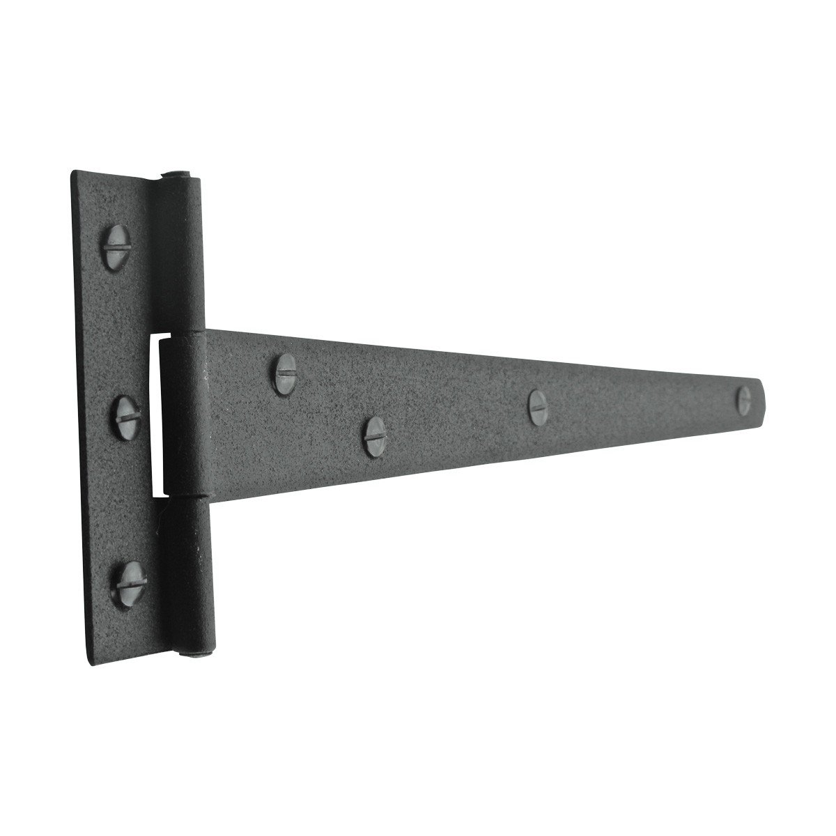 Black T Strap Shed Door Hinge 11 Inch - Rustic Flush Mount Cast Iron Barn Door Hinge with Hardware (Pack of 10) - Perfect for Barn Doors, Sheds, Garage Doors & Outdoor Structures