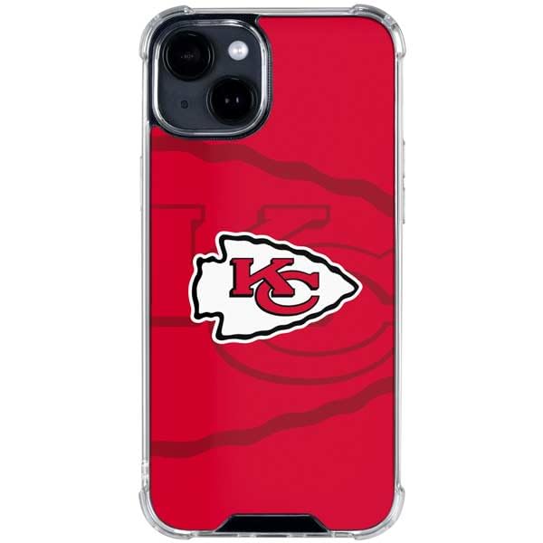 Official NFL Kansas City Chiefs Double Vision Clear Phone Case for iPhone 15 Plus - Shockproof Protective Cover for Sports Fans & Game Day Accessories