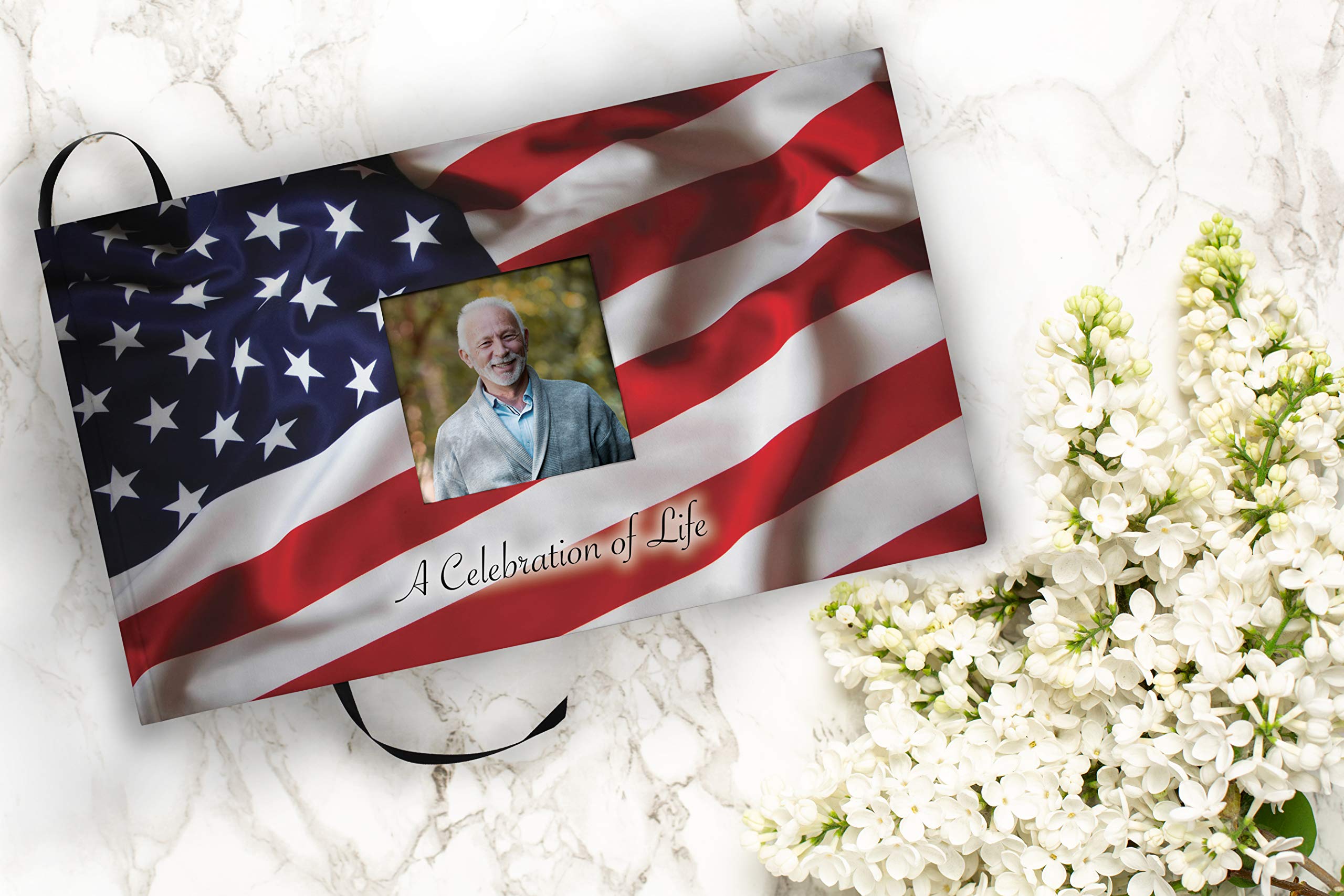 Patriotic American Flag Cremation Urns for Veterans - Memorial Keepsake & Celebration of Life Funeral Guest Book - Perfect for Memorial Services, Military Honors, and Home Decor