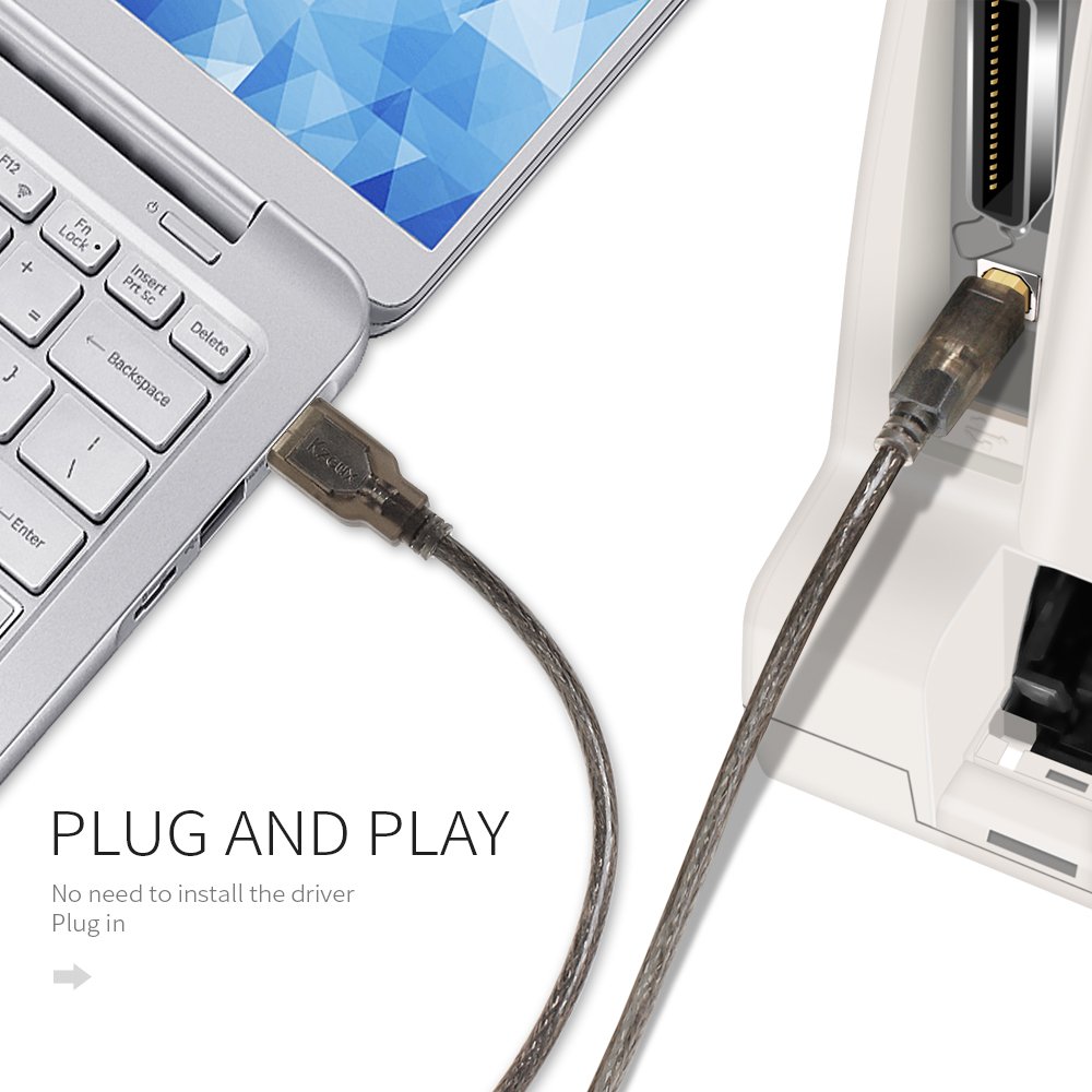 High-Speed USB Printer Cable 6ft A Male to B Male Cord - Compatible with HP, Canon, Epson, Dell, Samsung Printers & Scanners - Perfect for Home Office, Small Business & Professional Printing Needs