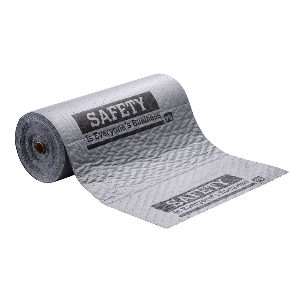 Safety Message Mat - New Pig Chat Mat Gray Absorbent Roll (13 Gal Absorbency, 75' x 24