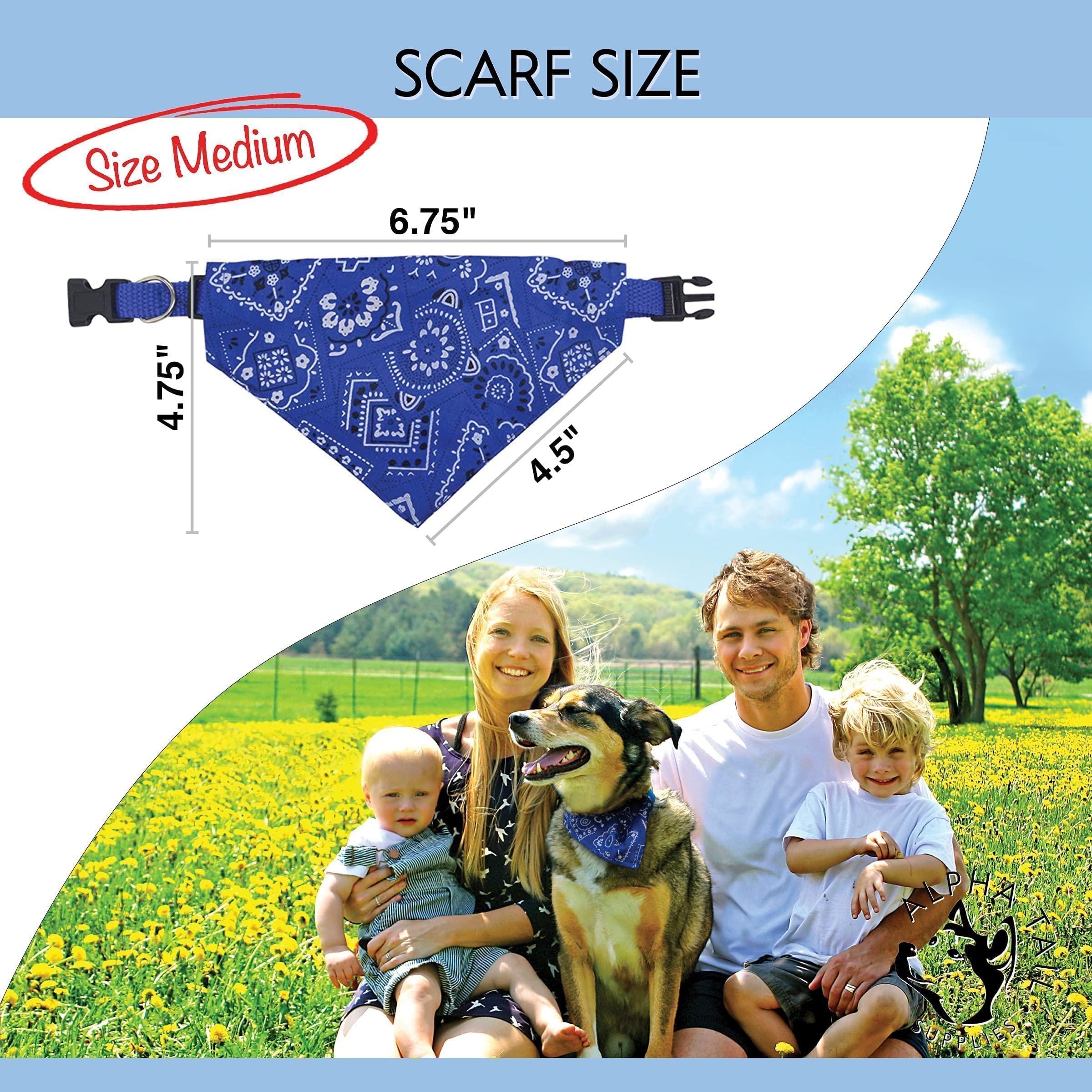 Adjustable Dog Bandana Collar Scarf for Small Medium Large Dogs & Cats - Red Blue Black Handkerchief Style with Free Poop Bag Roll & Dispenser - Perfect for Walks, Grooming & Pet Fashion Accessories
