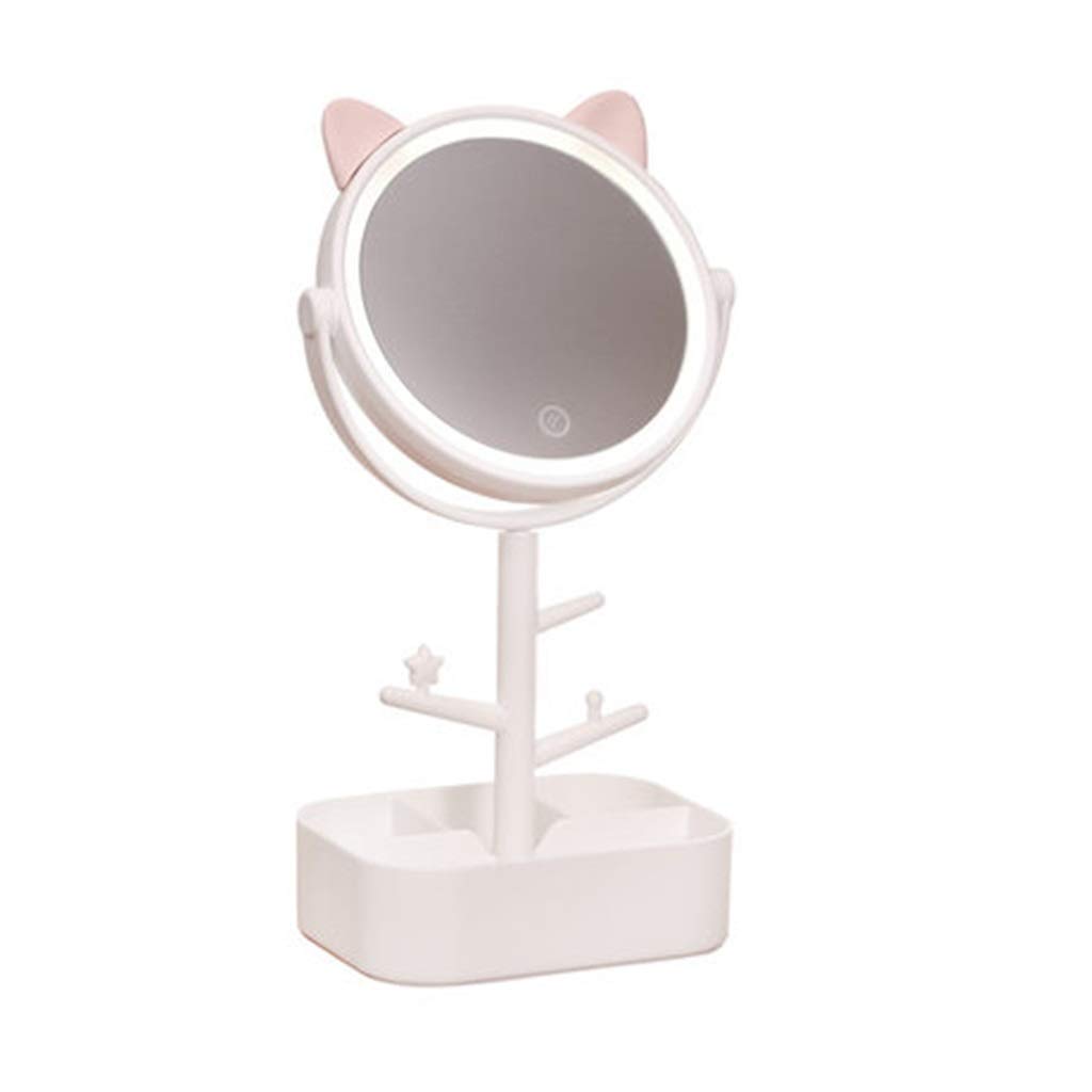 LED Makeup Mirror with Light - HD Vanity Mirror with Adjustable Brightness, USB Charging, Portable Desktop Dressing Mirror for Home & Travel (Red) - Perfect for Makeup, Skincare, and Hair Styling
