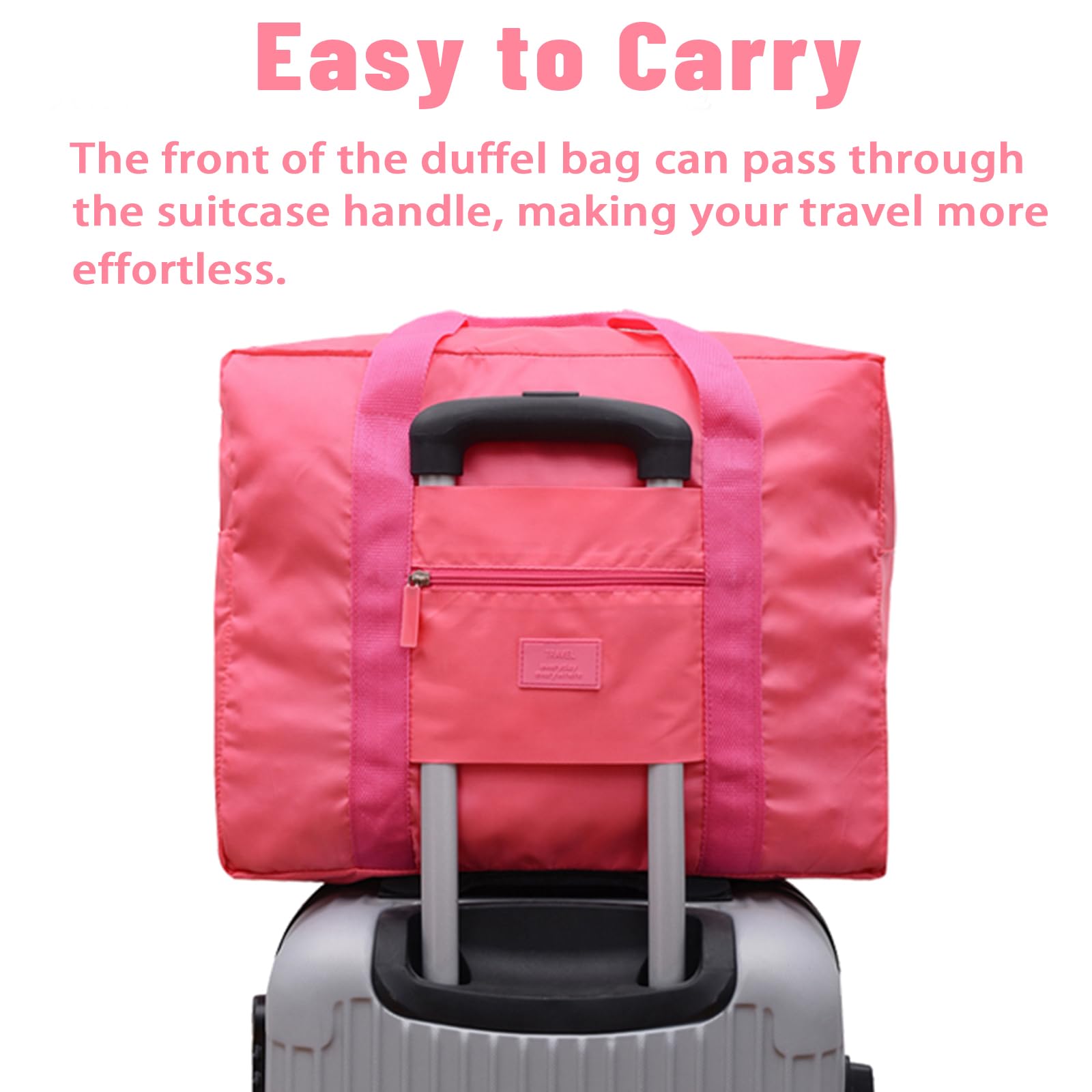 Lightweight Foldable Waterproof Travel Duffel Bag for Women & Men - Carry On Luggage, Weekender Overnight Bag (Red) | Perfect for Gym, Beach Trips & Weekend Getaways