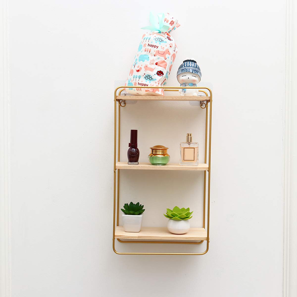 Cabilock 3-Tier Wall Mounted Shelf - Rustic Wood Floating Shelves for Living Room, Bedroom, Bathroom - Perfect for Home Decor, Books, Plants & Storage
