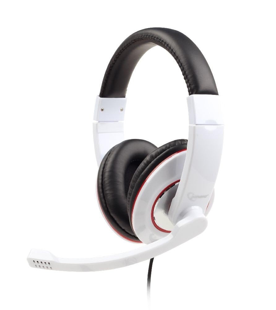 MHS-001-GW Premium Stereo Headset with Noise Cancellation - Glossy White Finish | Perfect for Gaming, Music & Online Meetings