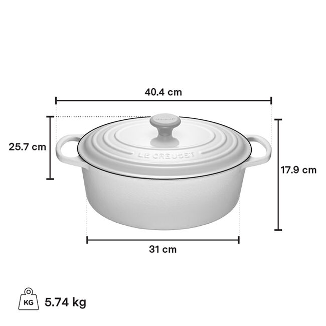 Le Creuset 6.3L Oval French Oven Dutch Oven - Cherry Red Enameled Cast Iron Pot for Braising, Roasting & Baking - Perfect for Soups, Stews & Bread Making