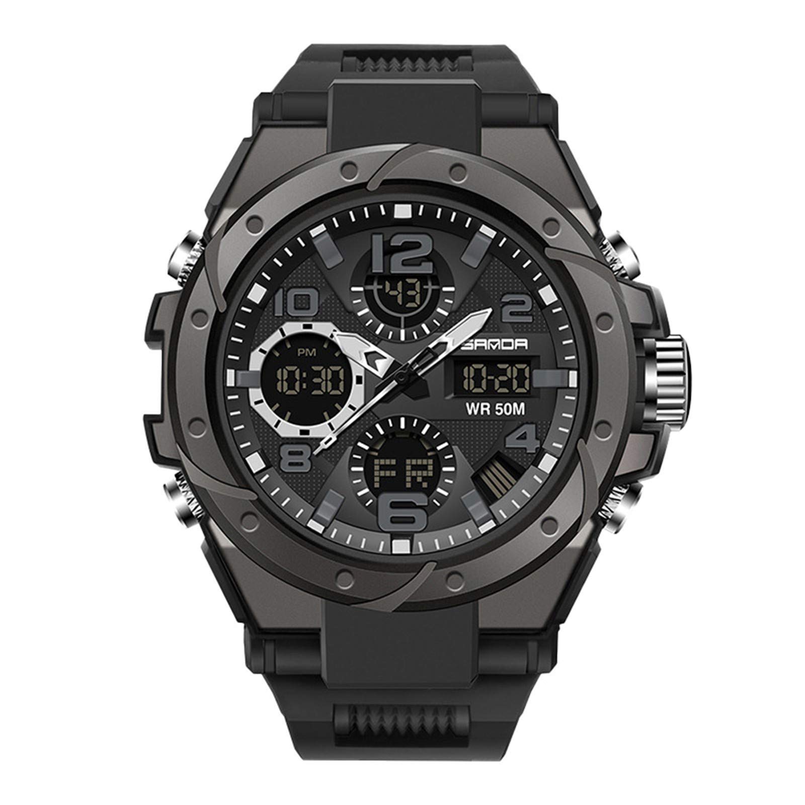 TMJSPOYOU Digital LED Sports Watch for Men - Multifunctional Fitness Tracker with Dual Time Display, Waterproof & Durable Design - Perfect for Running, Gym Workouts & Outdoor Activities (Color Options Available)