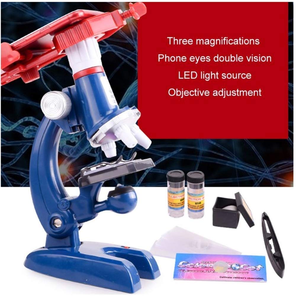 Kids Beginner Microscope Kit with Metal Body, Plastic Slides, LED Light & Carrying Case - STEM Educational Toy for Science Experiments, Classroom & Home Learning