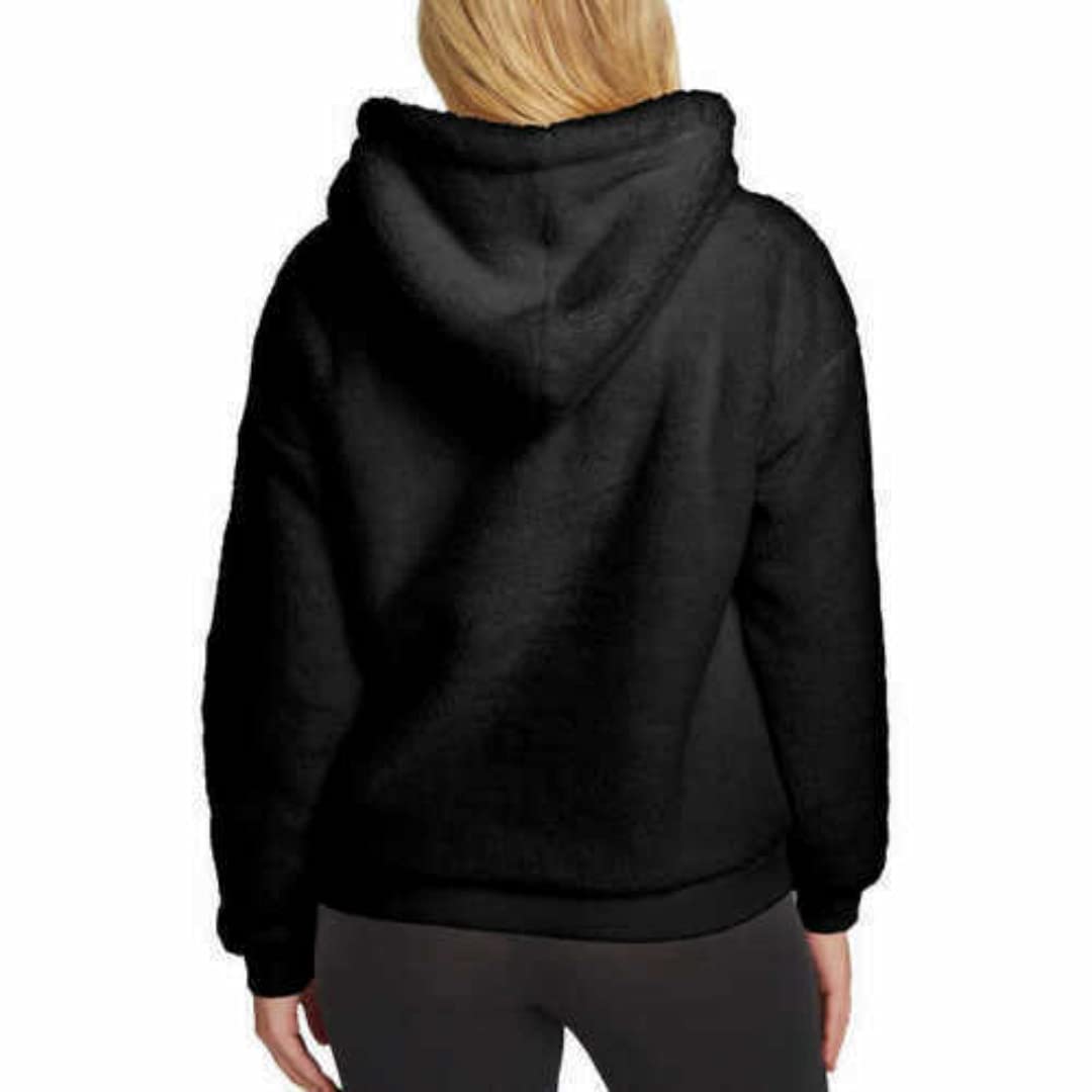 Women's Fleece Lined Hoodie - Soft Warm Winter Pullover with Kangaroo Pocket (Black, Small) | Perfect for Outdoor Activities, Casual Wear & Cold Weather Fashion