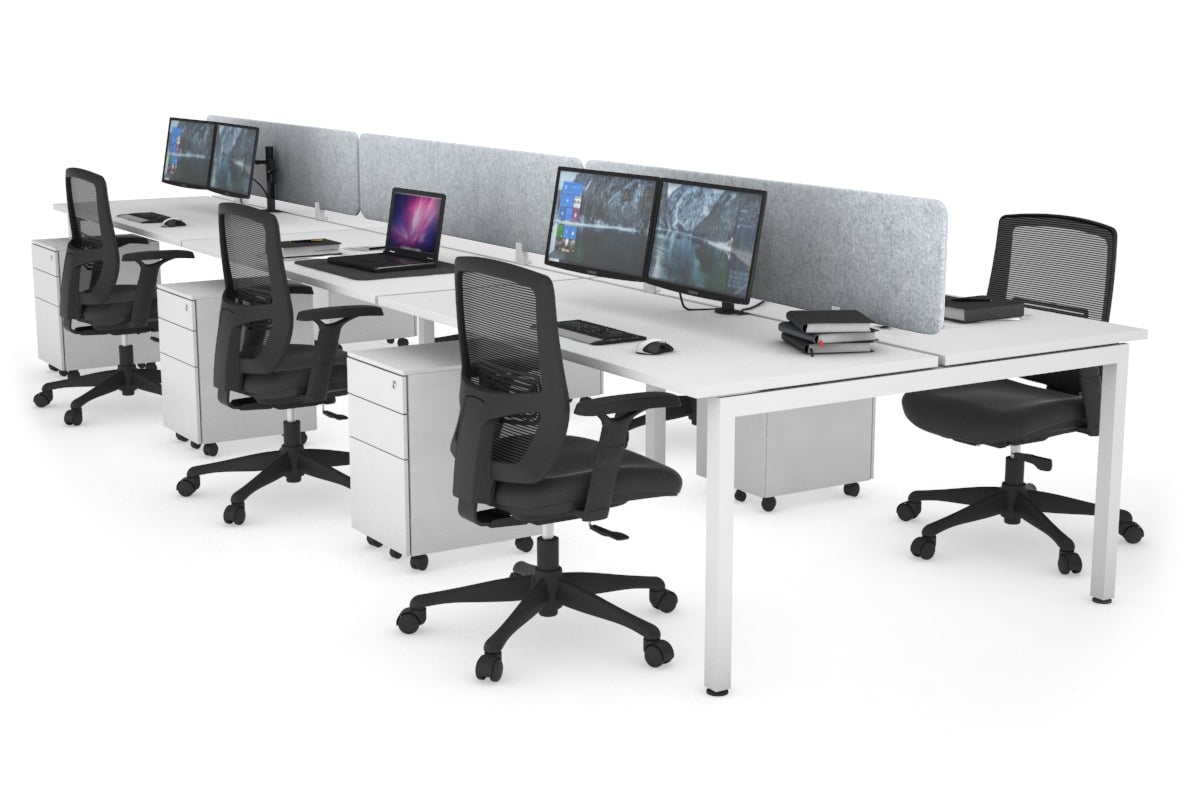 Quadro Square Legs 6-Person Office Workstation Desk [1600L x 700W] - Perfect for Team Collaboration & Open Office Spaces