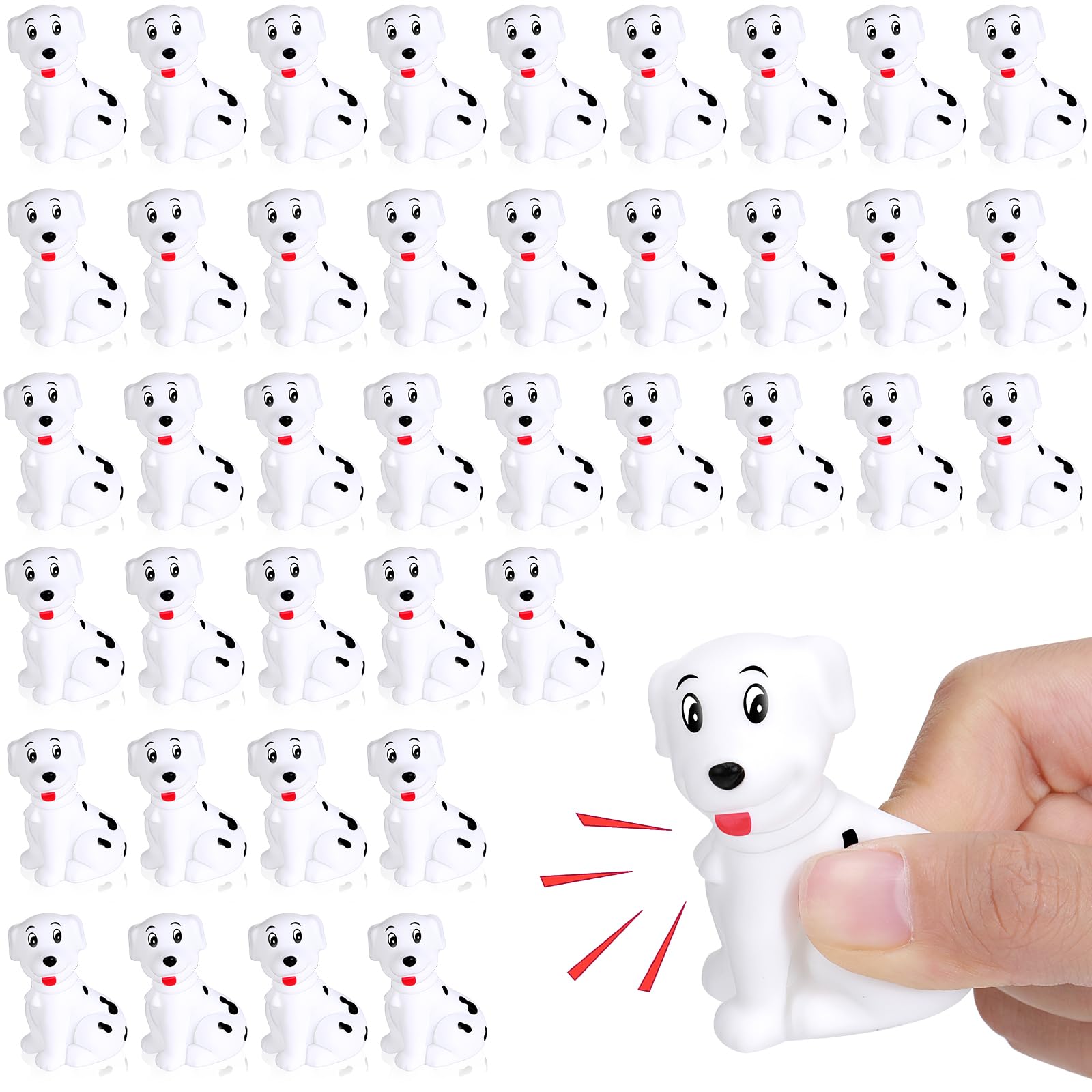 50 Pcs Mini Dalmatian Dog Bath Toys - Squeaky Floating Rubber Figures for Baby Showers, Birthday Parties, Cake Decorations & 100th Day of School Gifts (2.2 x 1.6 x 1.3 Inches) - Perfect for Bathtime Fun, Pool Parties & Sensory Play