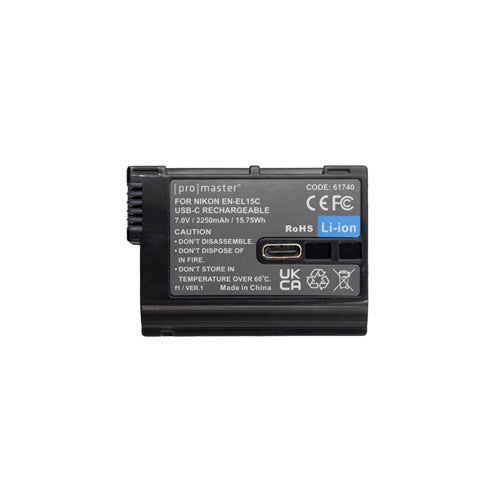 Nikon EN-EL15C Rechargeable Battery with USB-C Charging (7.0V 2250mAh) - Compatible with Nikon D750, D810, D850 DSLR Cameras - Perfect for Travel Photography & Professional Shooting