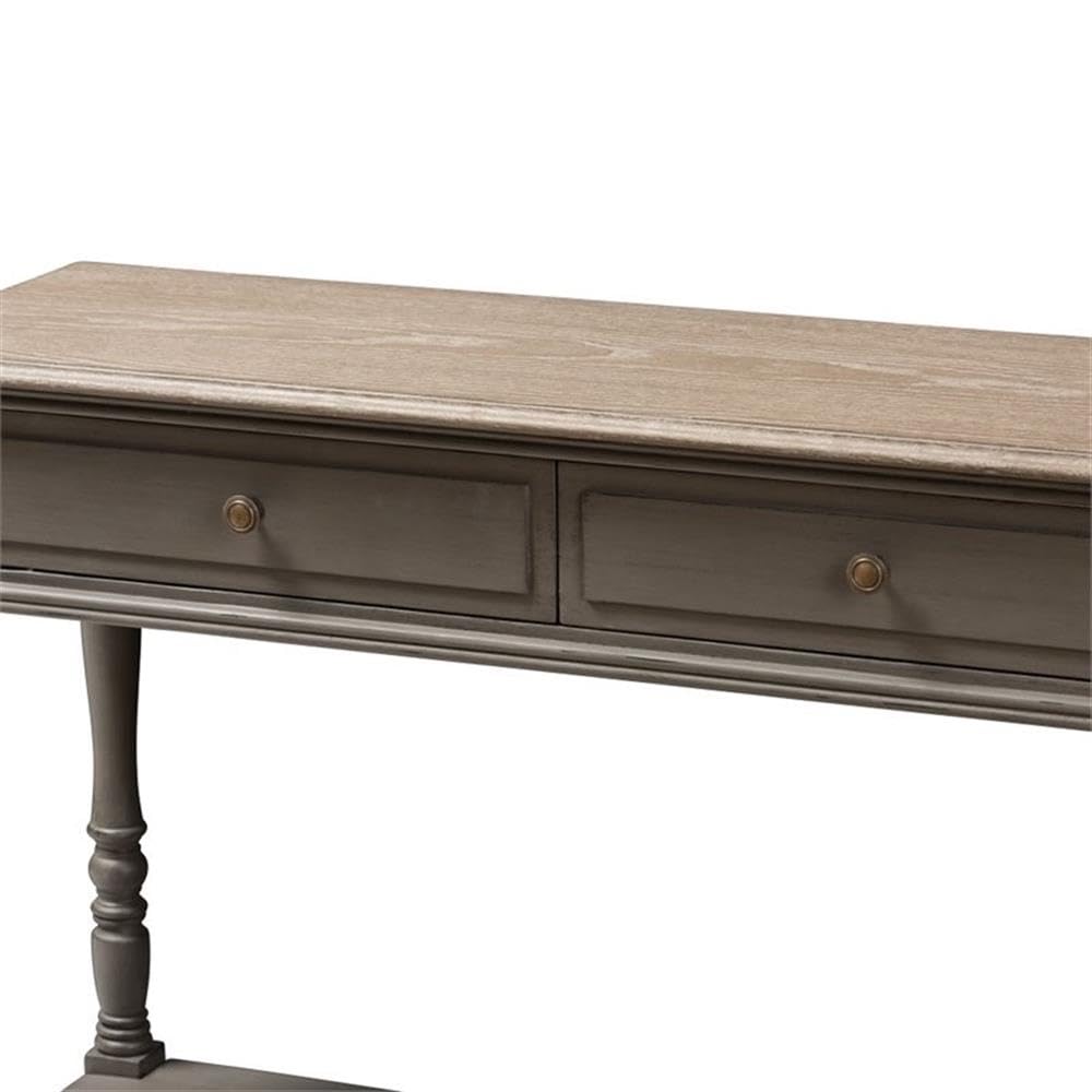 Baxton Studio Noemie 2-Drawer Brown Console Table - Entryway Sofa Table, Hallway Furniture, Living Room Storage Solution