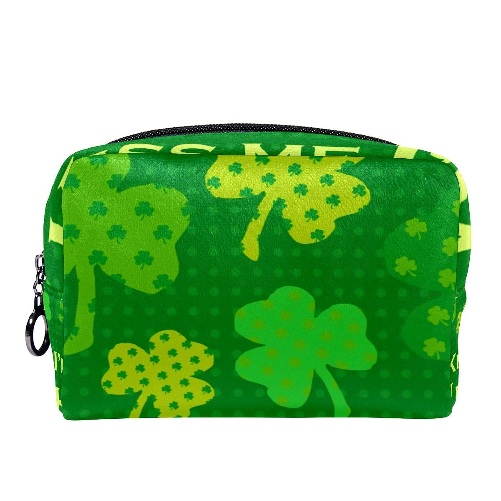 Stylish Waterproof Cosmetic Bag for Women - Roomy Travel Makeup Organizer with Shamrock Clover Design - Perfect for St. Patrick's Day Gifts, Daily Use & Toiletry Storage