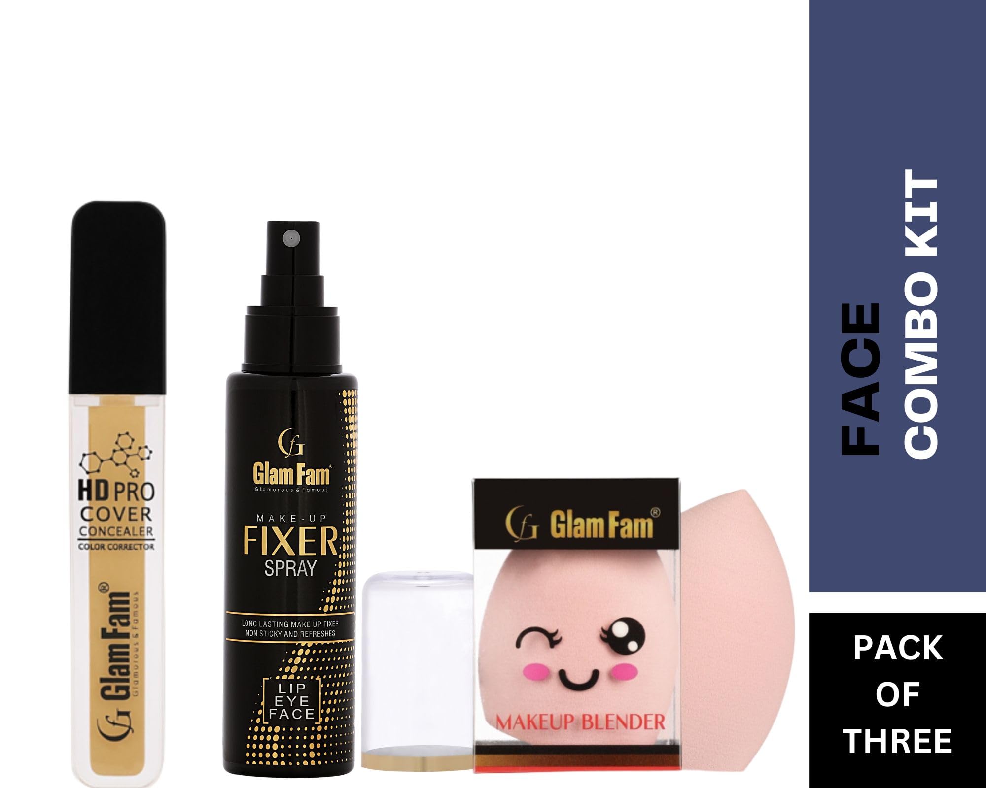 GLAM FAM Liquid Concealer & Makeup Fixer Spray Combo - Long Lasting, Non Sticky for Flawless Coverage