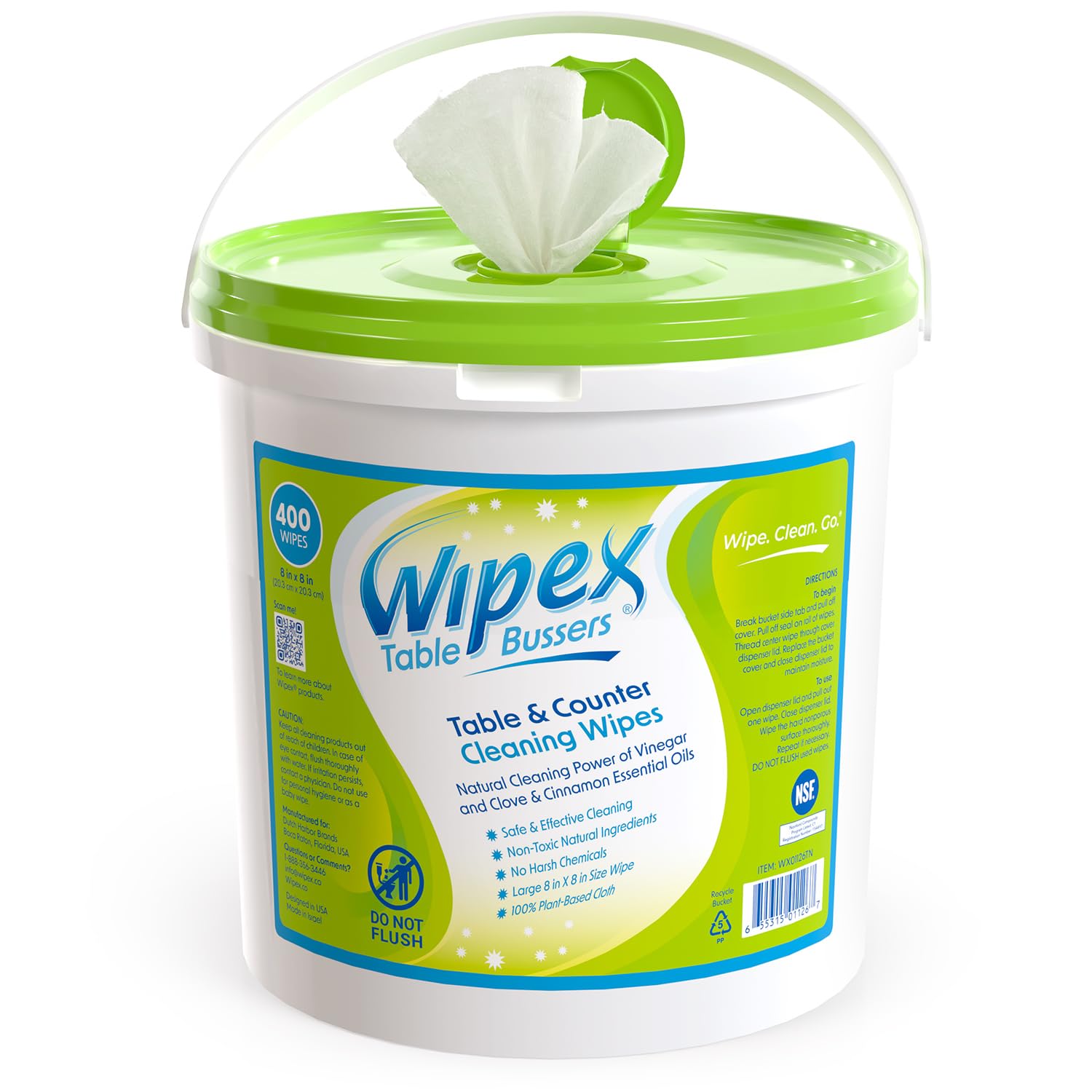 Wipex Natural Cleaning Wipes for Tables & Counters - 400 Pack with Vinegar, Propolis, Clove & Cinnamon Oil | Quick & Effective Surface Cleaner | Perfect for Restaurants, Kitchens & Home Use