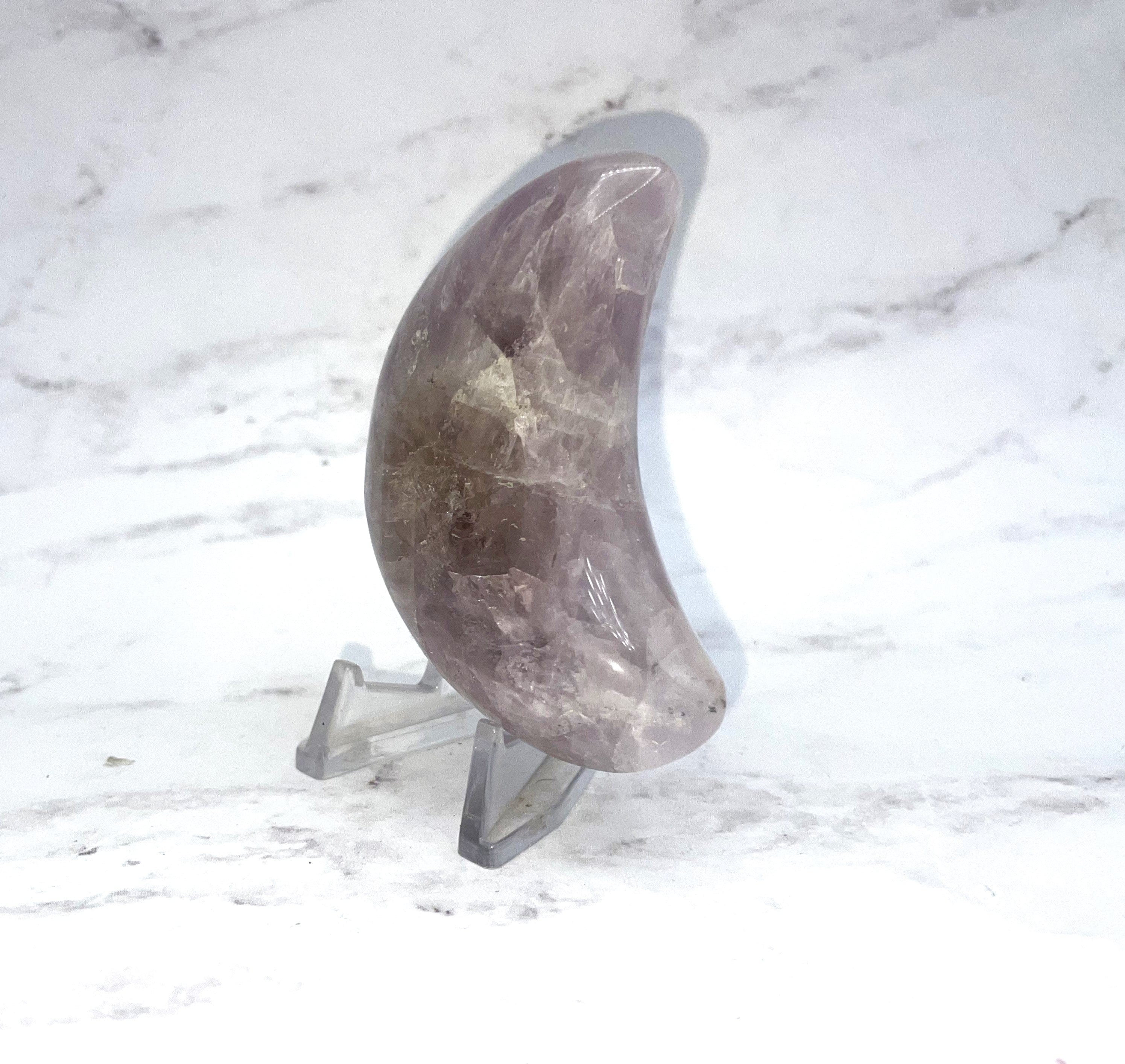 Natural Ametrine Moon Carving - Healing Crystal for Meditation, Yoga & Spiritual Decor | Perfect for Home, Office & Gift Giving