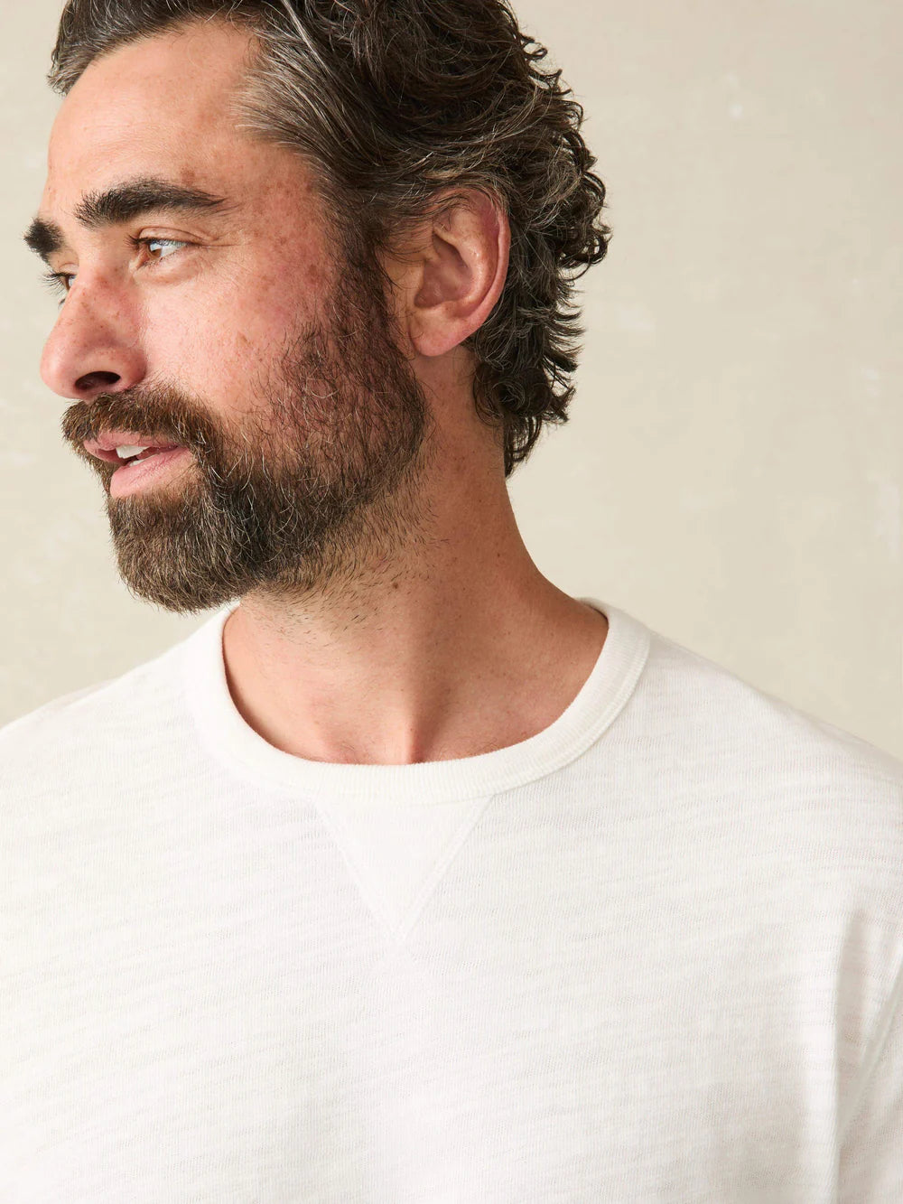 Faherty Sunwashed Long Sleeve T-Shirt for Men - Soft Cotton Crewneck Shirt in White | Casual Wear, Beach Outfits & Layering Essential