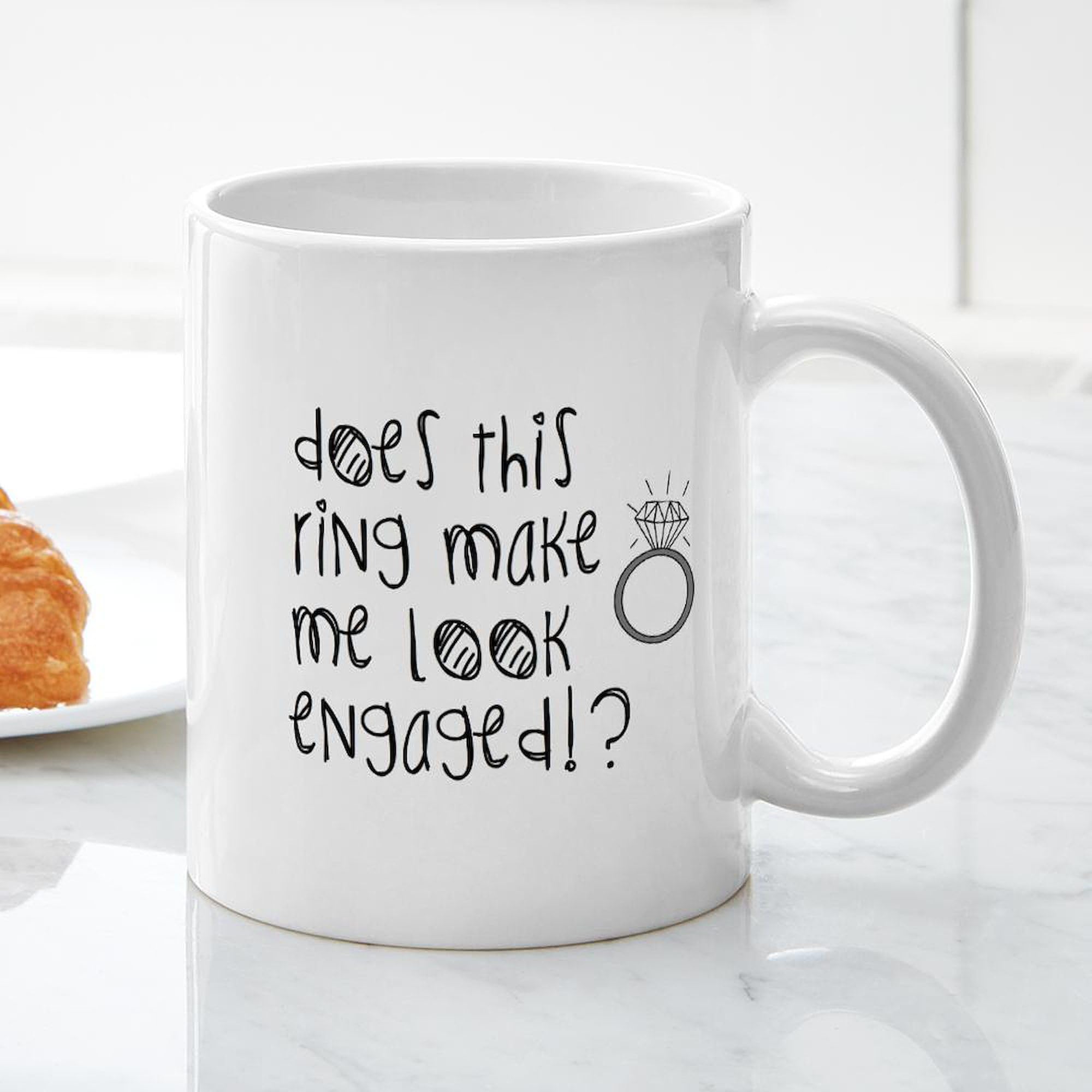 Engaged Ceramic Coffee Mug - 11 oz (325 ml) by CafePress - Perfect for Wedding Proposals, Bridal Showers & Anniversaries