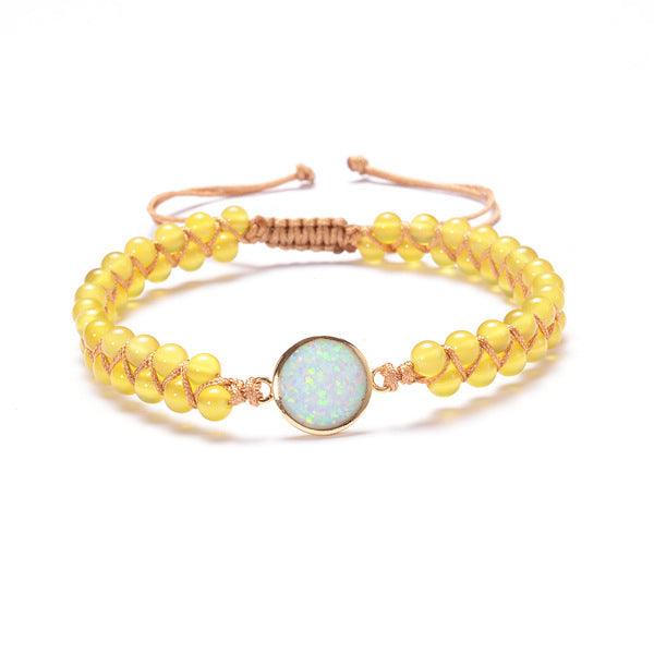 Amethyst Opal Stone Wrap Bracelet for Women - Bohemian Braided Yoga Friendship Bangle - Perfect for Meditation, Yoga & Boho Fashion Accessories