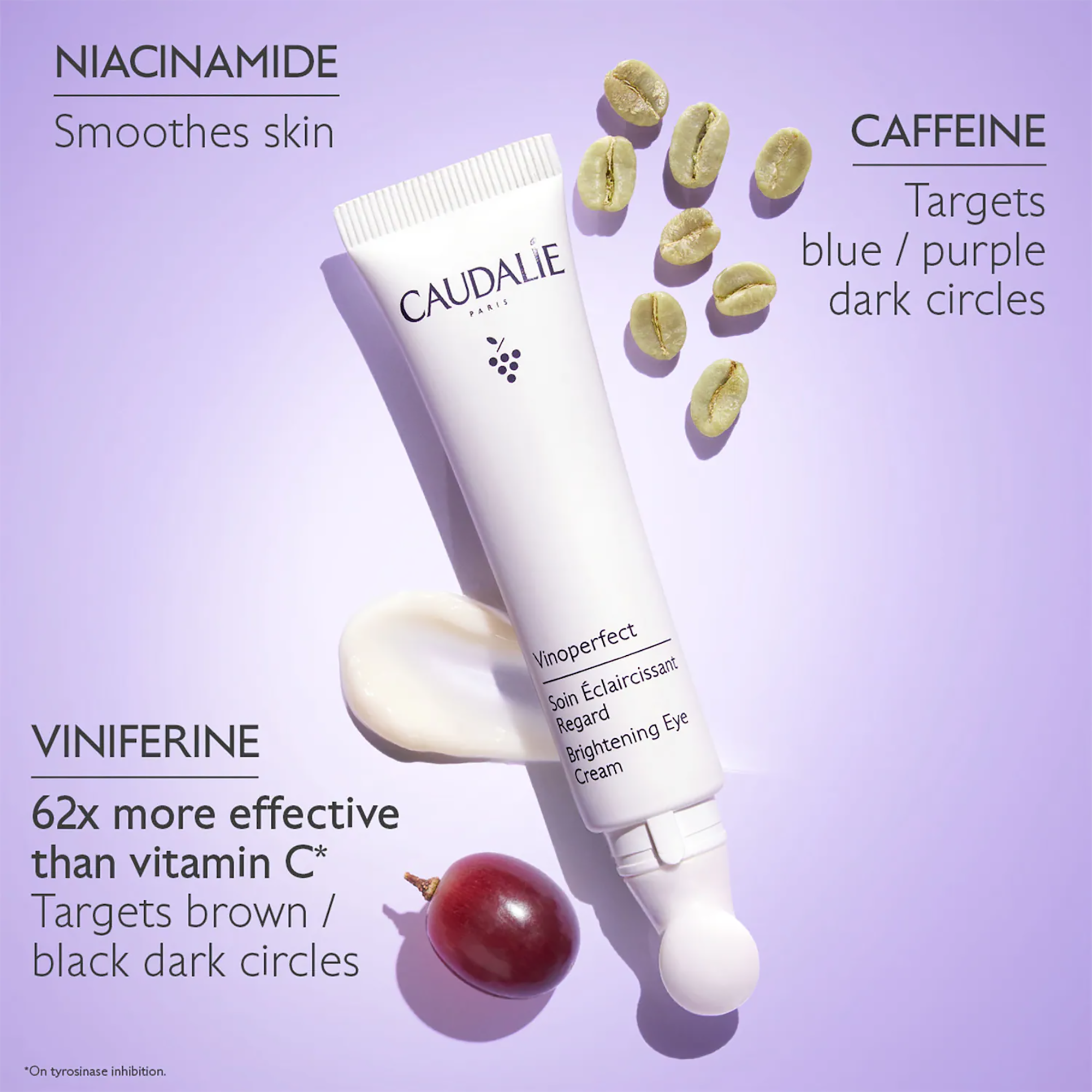 Caudalie Vinoperfect Dark Circle Brightening Eye Cream with Niacinamide - Reduce Puffiness & Dark Circles for Brighter Eyes - Perfect for Morning & Night Skincare Routine
