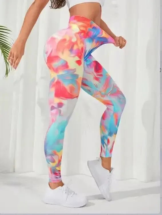 Tie Dye Seamless Yoga Pants for Women - High Waist Workout Leggings, Gym & Fitness Tights, Push Up Sports Clothing | Perfect for Yoga, Running & Casual Wear