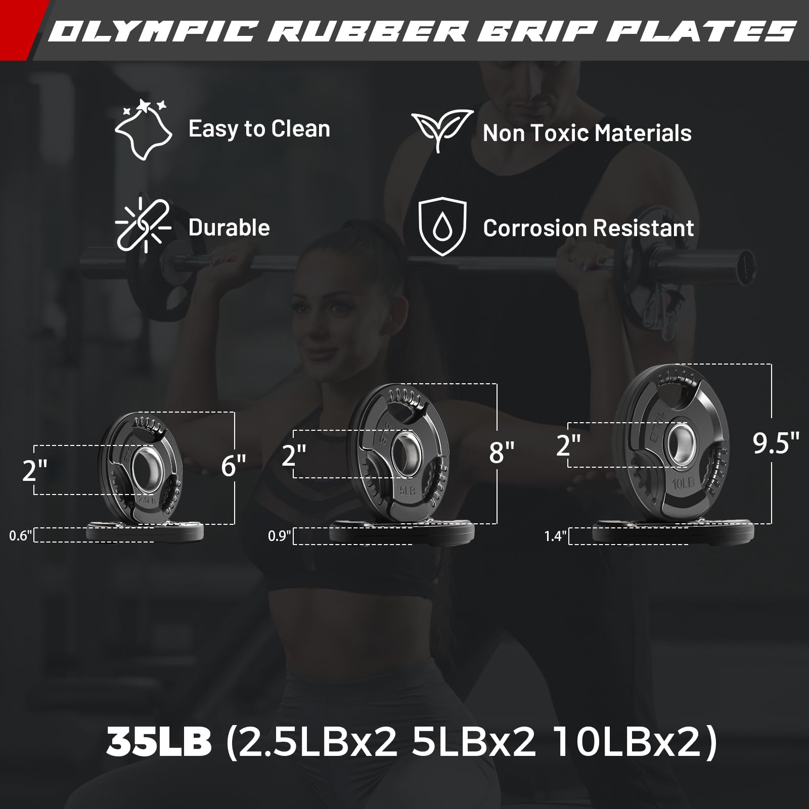 RITFIT 4ft/6ft Olympic Barbell for Strength Training - 2 Inch Weightlifting Bar for Squat, Deadlift, Bench Press - 500lbs Capacity with Weight Plates - Perfect for Home Gym & CrossFit Workouts