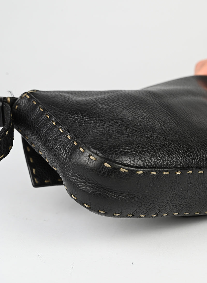 Fendi Selleria Black Baguette Bag - Luxury Leather Handbag for Women, Perfect for Parties, Work & Everyday Use