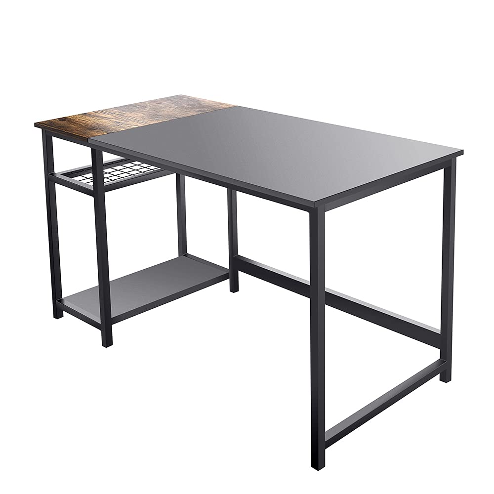 Modern Minimalist Computer Desk with 2 Storage Shelves - Home Office Desk for Small Spaces, Work from Home, Gaming & Study Desk - Perfect for Remote Work, Online Classes & PC Setup