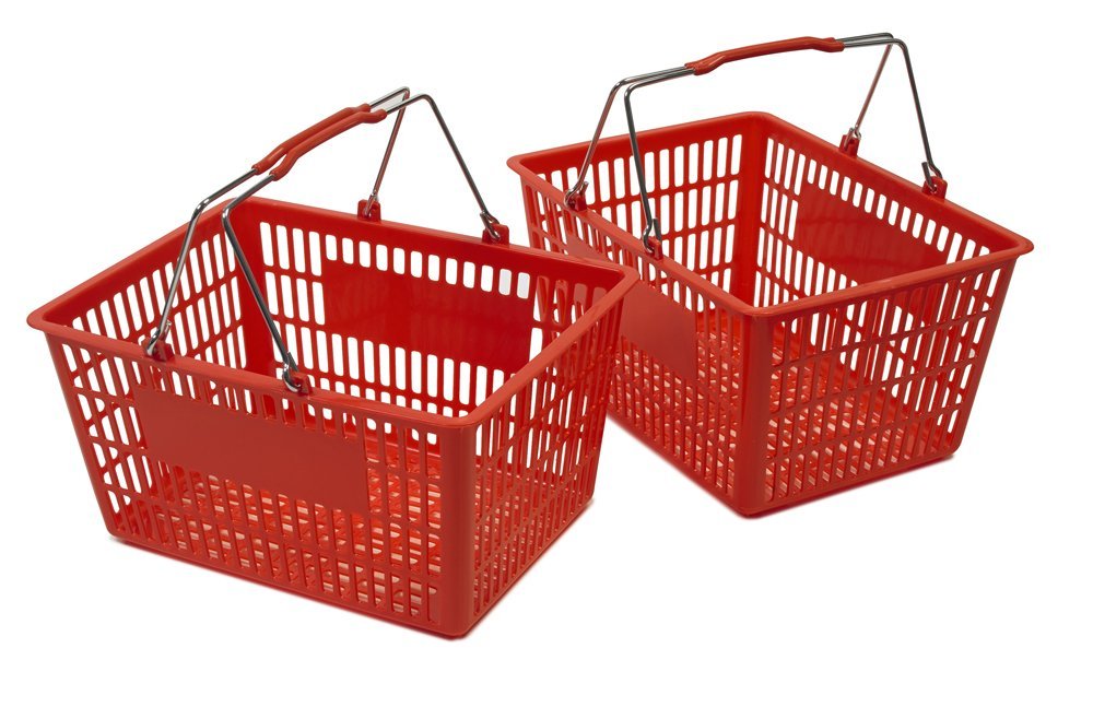 Foldable Red Shopping Baskets Set of 2 - Easy Carry for Groceries & Storage