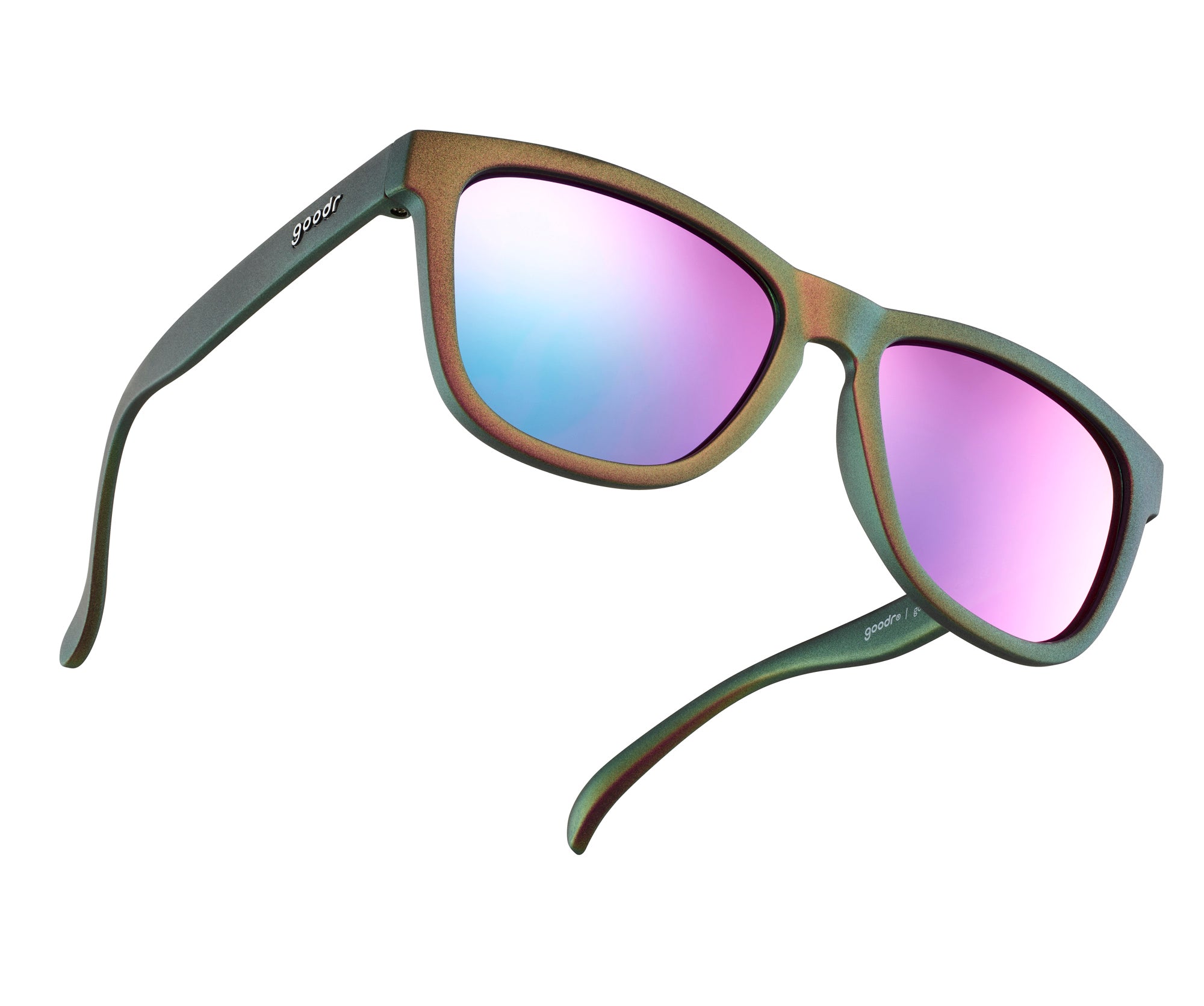 goodr OG Sunglasses - Iri Descent into Madness Polarized Aviator Shades for Running, Cycling & Outdoor Activities