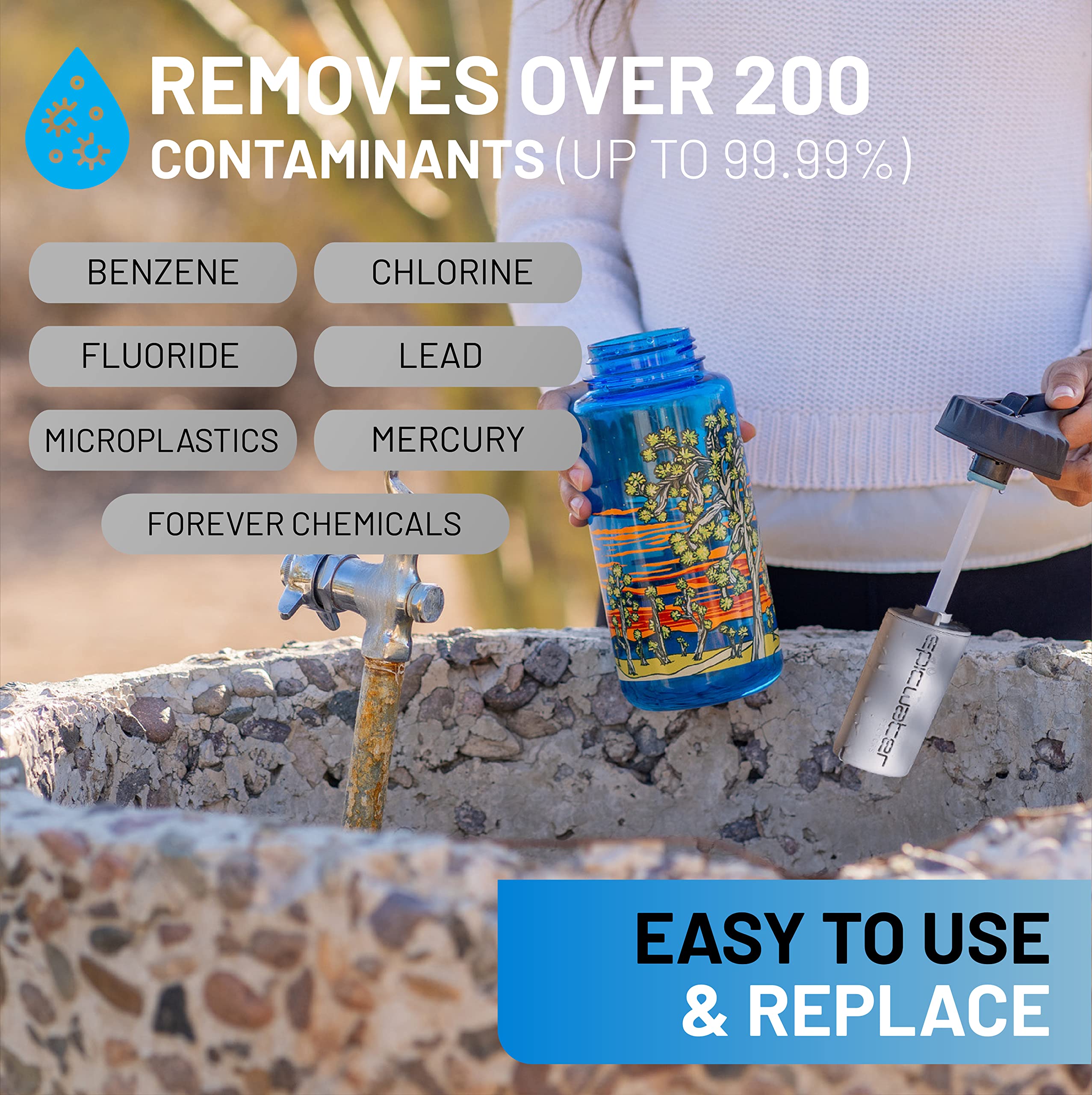 Epic Water Filters Nalgene OG Water Bottle with Built-in Filter | 32oz BPA-Free Water Bottle | Removes 99.99% of Tap Water Contaminants & PFAS | Made in USA | Perfect for Hiking, Camping & Outdoor Adventures