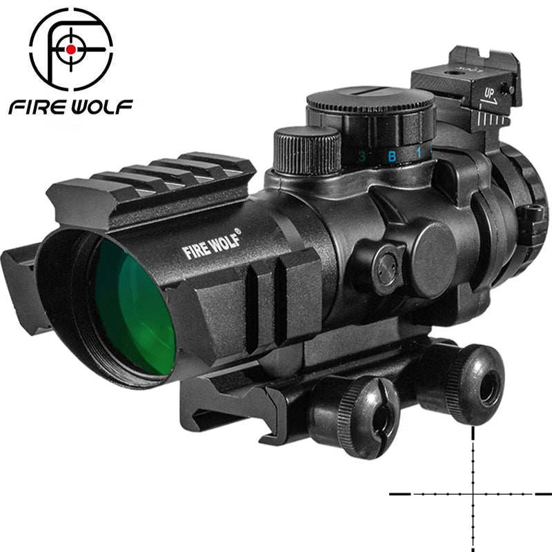 4x32 Red Dot Riflescope with Top Weaver Rail & 20mm Dovetail - Tactical Optical Sight for Hunting, Rifle, Airsoft - Perfect for Target Shooting, Outdoor Adventures & Tactical Training