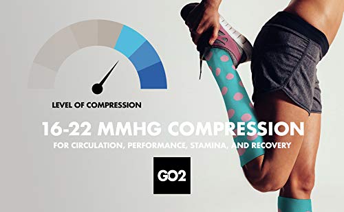 Go2 Compression Socks for Men & Women - 15-20 mmHg Medium Support Stockings for Nurses, Runners & Athletes - Black with White Polka Dots (Medium) - Improve Circulation & Reduce Swelling for Workouts, Travel & Long Shifts