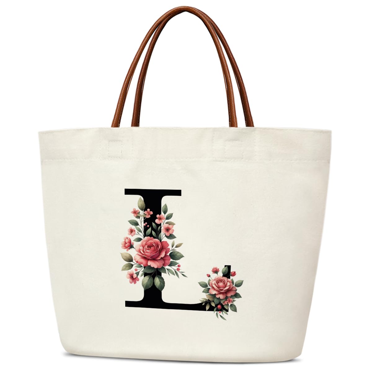 Personalized Monogrammed Canvas Tote Bag for Women - Custom A-Z Initial Wedding Gift, Shopping & Beach Handbag - Perfect for Bridesmaids, Travel & Everyday Use