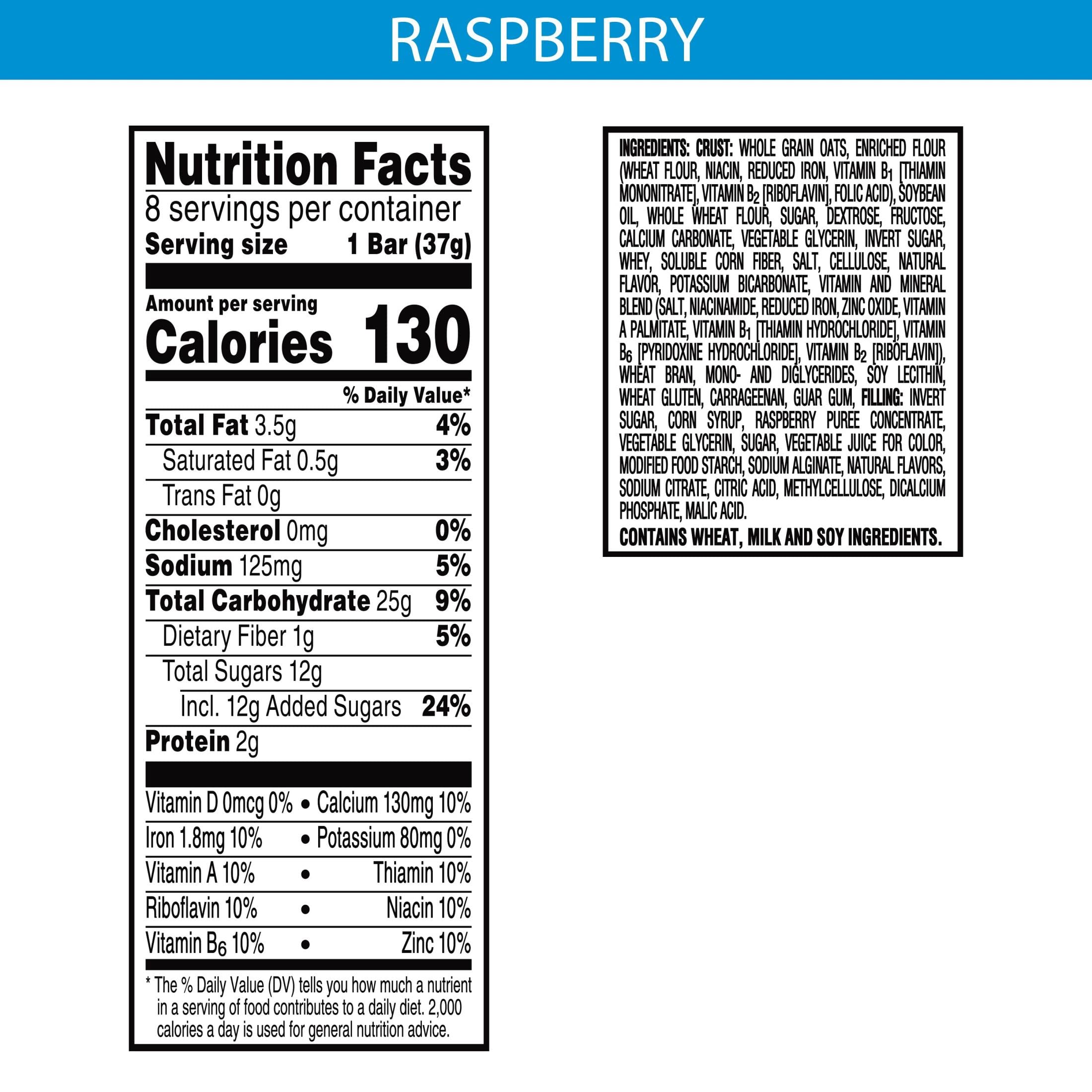 Nutri-Grain Soft Baked Breakfast Bars - Whole Grain Raspberry Snacks for Kids - 10.4oz Box (8 Bars) - Perfect for School Lunches, After-School Snacks & On-the-Go Breakfast